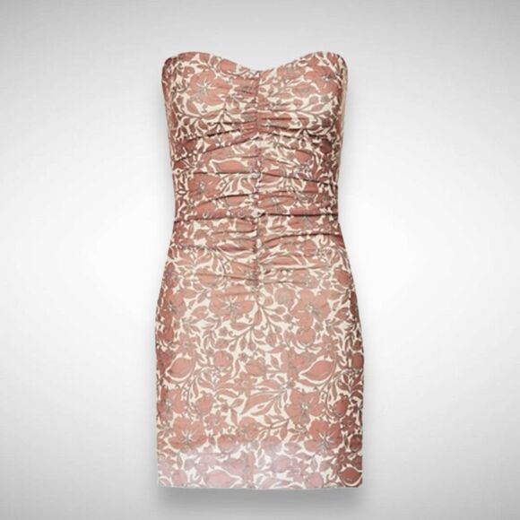 Bec + Bridge Priya Hibiscus Floral Ruched Strapless Mini Dress Size US 10 AUS 14 - Picture 9 of 9